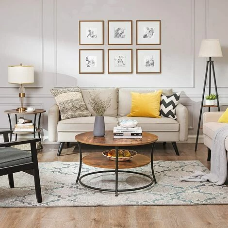 VASAGLE Table Basse, Table De Salon, Buffet Bas, 2 Niveaux, Avec Étagère De Rangement, Montage Facile, Structure En Métal, Style Industriel, Marron Rustique Par SONGMICS LCT80BX 4 VASAGLE Table Basse, Table De Salon, Buffet Bas, 2 Niveaux, Avec Étagère De Rangement, Montage Facile, Structure En Métal, Style Industriel, Marron Rustique Par SONGMICS LCT80BX – Image 2