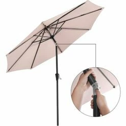 SONGMICS Parasol De Jardin  Ø2,7 M, Ombrelle, Protection UPF 50+, Toile Polyester Octogonale, Inclinable, Manivelle, Balcon, Terrasse, Piscine, Plage, Sans Socle, Taupe GPU27BR -SONGMICS Soldes 19699689 4