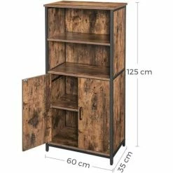 VASAGLE Meuble De Rangement, Armoire, Placard, Bibliothèque, 2 Compartiments Ouvert Et 1 Compartiment Fermé à Double Porte, Structure En Acier, Pour Salon, Cuisine, Marron Rustique Et Noir Par SONGMICS LSC66BX - Brun Rustique, Noir -SONGMICS Soldes 19709727 5