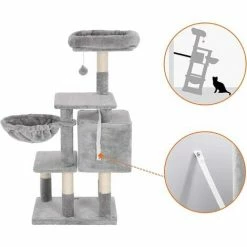 FEANDREA Arbre à Chat Multi-Niveaux, Hauteur 110cm, Niche, Gris Clair Par SONGMICS PCT52W - Gris -SONGMICS Soldes 19797188 4