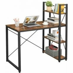 VASAGLE Bureau Informatique, Table D'ordinateur, Longueur 120 Cm, Avec étagères à Gauche Ou à Droite, Stable, Montage Facile, Pour Bureau à Domicile, Style Industriel, Marron Rustique Et Noir Par SONGMICS LWD48X - Rustique Et Noir -SONGMICS Soldes 19824936 3