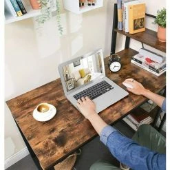 VASAGLE Bureau Informatique, Table D'ordinateur, Longueur 120 Cm, Avec étagères à Gauche Ou à Droite, Stable, Montage Facile, Pour Bureau à Domicile, Style Industriel, Marron Rustique Et Noir Par SONGMICS LWD48X - Rustique Et Noir -SONGMICS Soldes 19824936 4