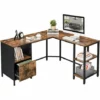 VASAGLE Bureau D'angle, Avec Caisson à Dossiers Suspendus, 2 étagères, 137 X 150 X 75 Cm, Cadre En Acier, Style Industriel, Par SONGMICS LWD75X - Rustique Et Noir -SONGMICS Soldes 19824941 1