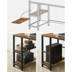 VASAGLE Bureau Informatique, Table D’étude, Avec étagère à 2 Niveaux à Gauche Ou à Droit, Pour Bureau, Salon, Cadre En Métal, Style Industriel, Marron Rustique Et Noir Par SONGMICS LWD47X -SONGMICS Soldes 19853216 3