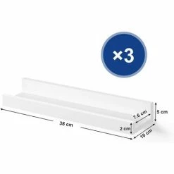SONGMICS Lot De 3 Étagères Murales Flottantes En Bois, 38 X 10cm, Pour Cadres, Photos, Livres, Exposition, Rangement, Blanc, LWS38WT - Blanc -SONGMICS Soldes 19853222 5