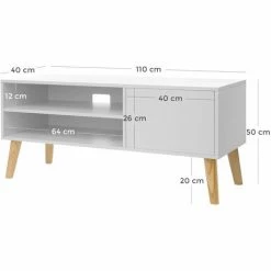 VASAGLE Meuble TV, Buffet Bas, Style Scandinave, Pour Télévision, Console De Jeux, Dans Salon, Salle De Jeu, Bureau, Blanc Par SONGMICS LTV09WT - Blanc -SONGMICS Soldes 19928882 5