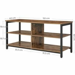 VASAGLE Meuble TV, Support Télévision à 3 Niveaux, Avec Compartiments De Rangement Ouverts, Table Console, Avec étagères, Pour Salon, Salle De Jeu, Style Industriel, Marron Rustique Par SONGMICS LTV37BX - Marron Rustique -SONGMICS Soldes 19928886 5