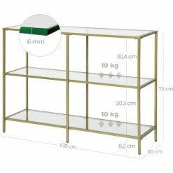 VASAGLE Table Console, Table D’entrée, Bout De Canapé, à 3 Niveaux, En Verre Trempé, Étagère De Rangement Moderne, Robuste, Facile à Monter, Pour Salon, Chambre, Cuisine, Doré Par SONGMICS LGT27G -SONGMICS Soldes 19982022 5