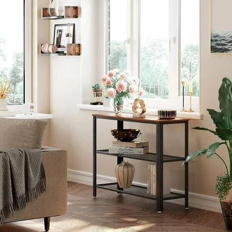 VASAGLE Table De Console, Table D’appoint, Buffet, Avec 2 Étagères En Treillis, Pour Salon, Couloir, 101,5 X 35 X 80 Cm, Cadre En Acier, Style Industriel, Vintage Par SONGMICS LNT81BX - Vintage 4 VASAGLE Table De Console, Table D’appoint, Buffet, Avec 2 Étagères En Treillis, Pour Salon, Couloir, 101,5 X 35 X 80 Cm, Cadre En Acier, Style Industriel, Vintage Par SONGMICS LNT81BX - Vintage – Image 2