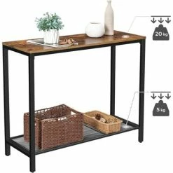 VASAGLE Table Console, Table D’entrée, Bout De Canapé, Style Industriel, Étagère En Treillis, 100 X 35 X 80 Cm, Pour Couloir, Entrée, Salon, Marron Rustique Et Noir Par SONGMICS LNT86X - Marron Rustique Et Noir -SONGMICS Soldes 20046925 4