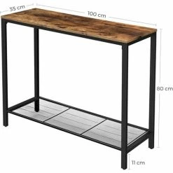 VASAGLE Table Console, Table D’entrée, Bout De Canapé, Style Industriel, Étagère En Treillis, 100 X 35 X 80 Cm, Pour Couloir, Entrée, Salon, Marron Rustique Et Noir Par SONGMICS LNT86X - Marron Rustique Et Noir -SONGMICS Soldes 20046925 5