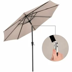 SONGMICS Parasol, Droit, Octogonal, Inclinable, Avec Manivelle, Diamètre 3m, Toile Polyester, Extérieur, Terrasse, Jardin, Balcon, Plage, Piscine, Taupe GPU30BRV1 (sans Socle) - Taupe -SONGMICS Soldes 20089666 3
