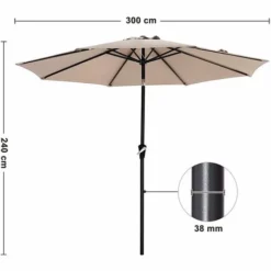 SONGMICS Parasol, Droit, Octogonal, Inclinable, Avec Manivelle, Diamètre 3m, Toile Polyester, Extérieur, Terrasse, Jardin, Balcon, Plage, Piscine, Taupe GPU30BRV1 (sans Socle) - Taupe -SONGMICS Soldes 20089666 5