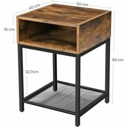 VASAGLE Table De Chevet, Table Console, Table D’Appoint, Avec Compartiment Ouvert Et Étagère En Maille, Pour Chambre, Salon, Montage Facile, Gain De Place, Style Industriel, Marron Rustique Par SONGMICS LET46X - Marron Rustique -SONGMICS Soldes 20089687 5