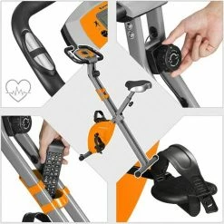 SONGMICS Vélo D’Appartement, Spinning, Biking, Pliable, 8 Niveaux De Résistance Magnétique, Tapis De Sol, Capteur De Fréquence Cardiaque, Support Pour Portable, Capacité 100kg Orange SXB11OG - Orange -SONGMICS Soldes 20155092 4
