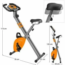 SONGMICS Vélo D’Appartement, Spinning, Biking, Pliable, 8 Niveaux De Résistance Magnétique, Tapis De Sol, Capteur De Fréquence Cardiaque, Support Pour Portable, Capacité 100kg Orange SXB11OG - Orange -SONGMICS Soldes 20155092 5