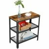 VASAGLE Table D’Appoint, Table Console, 2 Étagères En Maille, Pour Couloir, Salon, Chambre, Bureau, Gain D’Espace, Montage Facile, Style Industriel, Marron Rustique Par SONGMICS LET33BX - Marron Rustique Et Noir -SONGMICS Soldes 20266080 1
