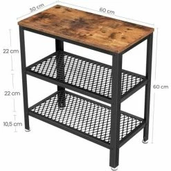 VASAGLE Table D’Appoint, Table Console, 2 Étagères En Maille, Pour Couloir, Salon, Chambre, Bureau, Gain D’Espace, Montage Facile, Style Industriel, Marron Rustique Par SONGMICS LET33BX - Marron Rustique Et Noir -SONGMICS Soldes 20266080 5
