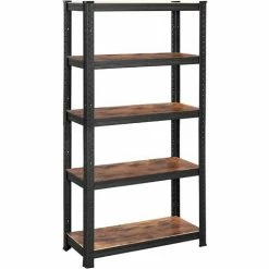 SONGMICS Étagère à 5 Niveaux, 150 X 75 X 30cm, Charge Totale 650 Kg (130 Kg/Niveau), Étagère De Style Industriel, Planches Réglables, Pour Salon, Cuisine, Noir Et Marron Rustique GLR030B01