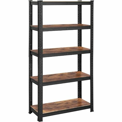 SONGMICS Étagère à 5 Niveaux, 150 X 75 X 30cm, Charge Totale 650 Kg (130 Kg/Niveau), Étagère De Style Industriel, Planches Réglables, Pour Salon, Cuisine, Noir Et Marron Rustique GLR030B01 3 SONGMICS Étagère à 5 Niveaux, 150 X 75 X 30cm, Charge Totale 650 Kg (130 Kg/Niveau), Étagère De Style Industriel, Planches Réglables, Pour Salon, Cuisine, Noir Et Marron Rustique GLR030B01
