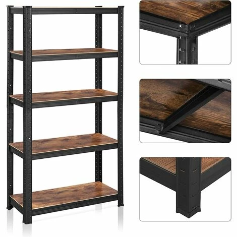 SONGMICS Étagère à 5 Niveaux, 150 X 75 X 30cm, Charge Totale 650 Kg (130 Kg/Niveau), Étagère De Style Industriel, Planches Réglables, Pour Salon, Cuisine, Noir Et Marron Rustique GLR030B01 6 SONGMICS Étagère à 5 Niveaux, 150 X 75 X 30cm, Charge Totale 650 Kg (130 Kg/Niveau), Étagère De Style Industriel, Planches Réglables, Pour Salon, Cuisine, Noir Et Marron Rustique GLR030B01 – Image 4