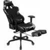 SONGMICS Fauteuil Gamer Avec Repose-pieds, Siège De Bureau Racing, Ergonomique, Coussin Lombaire, Cadre En Acier, Dossier Haut, Revêtement En PU Et Polyester, Noir Et Camouflage RCG52GYV1