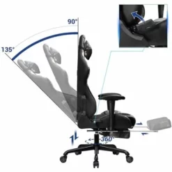 SONGMICS Fauteuil Gamer Avec Repose-pieds, Siège De Bureau Racing, Ergonomique, Coussin Lombaire, Cadre En Acier, Dossier Haut, Revêtement En PU Et Polyester, Noir Et Camouflage RCG52GYV1 -SONGMICS Soldes 20415574 3