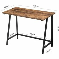 VASAGLE Bureau Informatique, Table D’étude De Style Industriel, Bureau Poste De Travail, Cadre En Acier,Montage Facile, Stable, Gain D’Espace, 100 X 50 X 75 Cm Brun Rustique Par SONGMICS LWD40X - Brun Rustique -SONGMICS Soldes 20415585 5