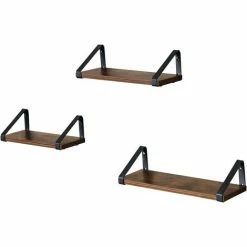 VASAGLE Étagère Murale, Étagère Flottante, Style Industriel, 3 Niveaux, Support Mural Stable, Pour Salon, Salle De Bain, Cuisine, Brun Rustique Par SONGMICS LWS33BX - Brun Rustique