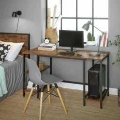 VASAGLE Bureau Informatique, Table D'ordinateur, Longueur 137 Cm, Avec 4 étagères, Grand Dessus, Stable, Montage Facile, Pour Bureau à Domicile, Style Industriel, Marron Rustique Et Noir Par SONGMICS LWD54X - Marron Rustique Et Noir -SONGMICS Soldes 20972012 4