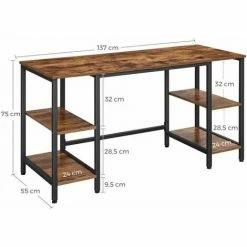 VASAGLE Bureau Informatique, Table D'ordinateur, Longueur 137 Cm, Avec 4 étagères, Grand Dessus, Stable, Montage Facile, Pour Bureau à Domicile, Style Industriel, Marron Rustique Et Noir Par SONGMICS LWD54X - Marron Rustique Et Noir -SONGMICS Soldes 20972012 5