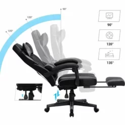 SONGMICS Fauteuil Gamer, Chaise Gaming, Siège De Bureau Réglable, Avec Repose-pieds Télescopique, Ergonomique, Mécanisme Basculent, Appui-tête, Support Lombaire, Charge 150 Kg, Noir Et Gris OBG073B03 - Noir Et Gris -SONGMICS Soldes 21168896 3