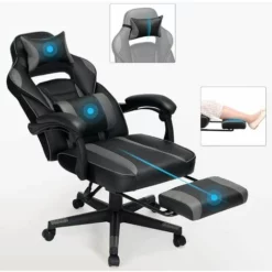 SONGMICS Fauteuil Gamer, Chaise Gaming, Siège De Bureau Réglable, Avec Repose-pieds Télescopique, Ergonomique, Mécanisme Basculent, Appui-tête, Support Lombaire, Charge 150 Kg, Noir Et Gris OBG073B03 - Noir Et Gris -SONGMICS Soldes 21168896 4
