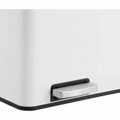 SONGMICS Poubelle De Recyclage, Poubelle Double Seau, 2 X 24L, 2 Compartiments, Mécanisme Tampon, Pédales, Couvercle, Acier, Seau Intérieur En Plastique, Poignée De Transport, Blanc LTB48WT -SONGMICS Soldes 21379885 3