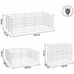 SONGMICS Enclos Modulable, Clôture Pour Petits Animaux, Cage Pour Hamsters, Lapins, Cochon D’Inde, Maille Métallique, Avec Maillet Et Serre-câbles, Usage Intérieur, LPI01W - Blanc -SONGMICS Soldes 22120830 5