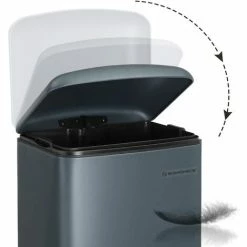 SONGMICS Poubelle 30 Litres, Avec Pédale En Acier, Seau Intérieur Et Couvercle, Poignée, Fermeture Discrète, Hermétique, Pour Cuisine, Salon, Anthracite LTB01GS - Anthracite -SONGMICS Soldes 22846191 4