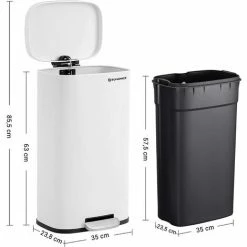 SONGMICS Poubelle De Cuisine, Poubelle à Pédale De 30L, Seau Interne En Plastique, Couvercle à Charnière, Fermeture Souple, Anti-odeur Et Hygiénique, Blanc LTB03WT - Blanc -SONGMICS Soldes 22846194 5