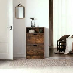 VASAGLE Meuble à Chaussures 2 Abattants, Étagère à Chaussures à 3 Niveaux, Avec 1 Compartiment Ouvert, Placage Mélaminé Facile à Nettoyer, 60 X 24 X 102 Cm, Marron Rustique Par SONGMICS LBC040X01 8 VASAGLE Meuble à Chaussures 2 Abattants, Étagère à Chaussures à 3 Niveaux, Avec 1 Compartiment Ouvert, Placage Mélaminé Facile à Nettoyer, 60 X 24 X 102 Cm, Marron Rustique Par SONGMICS LBC040X01 -SONGMICS Soldes 22846213 2