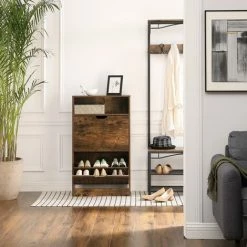 VASAGLE Meuble à Chaussures 2 Abattants, Étagère à Chaussures à 3 Niveaux, Avec 1 Compartiment Ouvert, Placage Mélaminé Facile à Nettoyer, 60 X 24 X 102 Cm, Marron Rustique Par SONGMICS LBC040X01 10 VASAGLE Meuble à Chaussures 2 Abattants, Étagère à Chaussures à 3 Niveaux, Avec 1 Compartiment Ouvert, Placage Mélaminé Facile à Nettoyer, 60 X 24 X 102 Cm, Marron Rustique Par SONGMICS LBC040X01 -SONGMICS Soldes 22846213 4