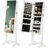 SONGMICS Armoire à Bijoux Sur Pied, Range-bijoux Avec 2 Organiseurs Cosmétiques, à Suspendre, Miroir Psyché Sans Cadre, Avec Serrure Et Clés, Blanc JJC002W01 - Blanc -SONGMICS Soldes 22922119 1