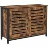 VASAGLE, Placard De Cuisine, Buffet à Portes Coulissantes, Commode, Salon, Entrée, Bureau, Avec Cadre En Acier, Style Industriel, Marron Rustique Et Noir Par SONGMICS LSC081B01 - Marron Rustique Et Noir -SONGMICS Soldes 22958775 1