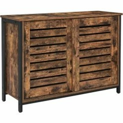VASAGLE, Placard De Cuisine, Buffet à Portes Coulissantes, Commode, Salon, Entrée, Bureau, Avec Cadre En Acier, Style Industriel, Marron Rustique Et Noir Par SONGMICS LSC081B01 - Marron Rustique Et Noir