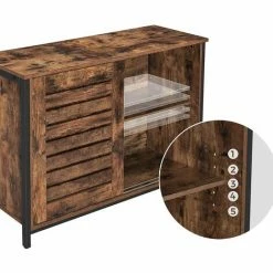 VASAGLE, Placard De Cuisine, Buffet à Portes Coulissantes, Commode, Salon, Entrée, Bureau, Avec Cadre En Acier, Style Industriel, Marron Rustique Et Noir Par SONGMICS LSC081B01 - Marron Rustique Et Noir -SONGMICS Soldes 22958775 4
