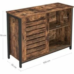 VASAGLE, Placard De Cuisine, Buffet à Portes Coulissantes, Commode, Salon, Entrée, Bureau, Avec Cadre En Acier, Style Industriel, Marron Rustique Et Noir Par SONGMICS LSC081B01 - Marron Rustique Et Noir -SONGMICS Soldes 22958775 5