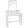 VASAGLE Coiffeuse Avec Miroir Et Ampoules, Table De Maquillage, Avec 2 Tiroirs Et 3 Compartiments De Rangement, Style Moderne, Blanc Par SONGMICS RDT114W01 - Blanc -SONGMICS Soldes 22990045 1
