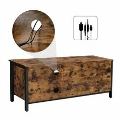 VASAGLE Meuble TV Pour Télévision Jusqu’à 55 Pouces, 1 Placard Avec Porte Persienne, 2 Compartiments Ouverts, Pour Salon, Style Industriel, Marron Rustique Et Noir Par SONGMICS LTV049B01 - Marron Rustique Et Noir -SONGMICS Soldes 23019531 4