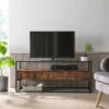 VASAGLE Meuble TV Pour Télévision Jusqu’à 55 Pouces, Support Télé Avec 2 Tiroirs, Buffet, Dessus En Verre Trempé, Stable, Pour Chambre, Salon, Style Industriel, Marron Rustique Et Noir Par SONGMICS LTV051B01 - Marron Rustique Et Noir -SONGMICS Soldes 23019536 1
