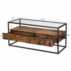 VASAGLE Meuble TV Pour Télévision Jusqu’à 55 Pouces, Support Télé Avec 2 Tiroirs, Buffet, Dessus En Verre Trempé, Stable, Pour Chambre, Salon, Style Industriel, Marron Rustique Et Noir Par SONGMICS LTV051B01 - Marron Rustique Et Noir 11 VASAGLE Meuble TV Pour Télévision Jusqu’à 55 Pouces, Support Télé Avec 2 Tiroirs, Buffet, Dessus En Verre Trempé, Stable, Pour Chambre, Salon, Style Industriel, Marron Rustique Et Noir Par SONGMICS LTV051B01 - Marron Rustique Et Noir -SONGMICS Soldes 23019536 5