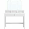 VASAGLE Coiffeuse Avec Miroir Pliable, Table De Maquillage, Avec 2 Tiroirs Et 3 Compartiments De Rangement, Style Moderne, Blanc Par SONGMICS RDT115W01 - Blanc -SONGMICS Soldes 23019538 1