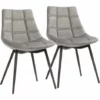 SONGMICS Lot De 2 Chaises De Salle à Manger, Siège Moderne, Rembourrées, Avec Pieds En Fer, Surface En Velours Lisse, Gris LDC84GY - Gris